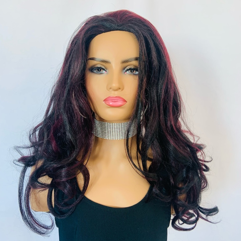 26” Black & Burgundy Color “Outre” Quick Weave/Half Wig for Daily Wear or Events
